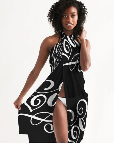 Sheer Sarong Swimsuit Cover Up Wrap / Love Black - Womens | Swimwear | Sarong