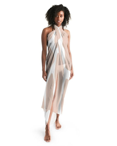 Sheer Sarong Swimsuit Cover Up Wrap / Peach Abstract - Womens | Oversized Scarf
