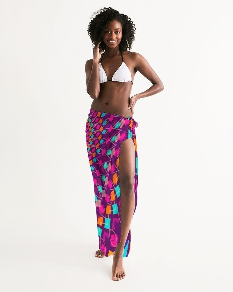 Sheer Sarong Swimsuit Cover Up Wrap / Purple Kaleidoscope - Womens | Oversized