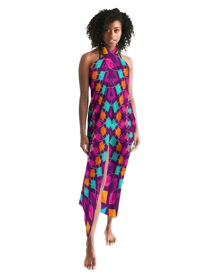 Sheer Sarong Swimsuit Cover Up Wrap / Purple Kaleidoscope - Womens | Oversized