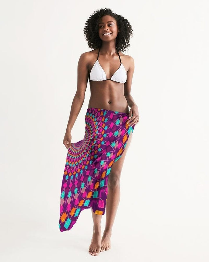 Sheer Sarong Swimsuit Cover Up Wrap / Purple Kaleidoscope - Womens | Oversized