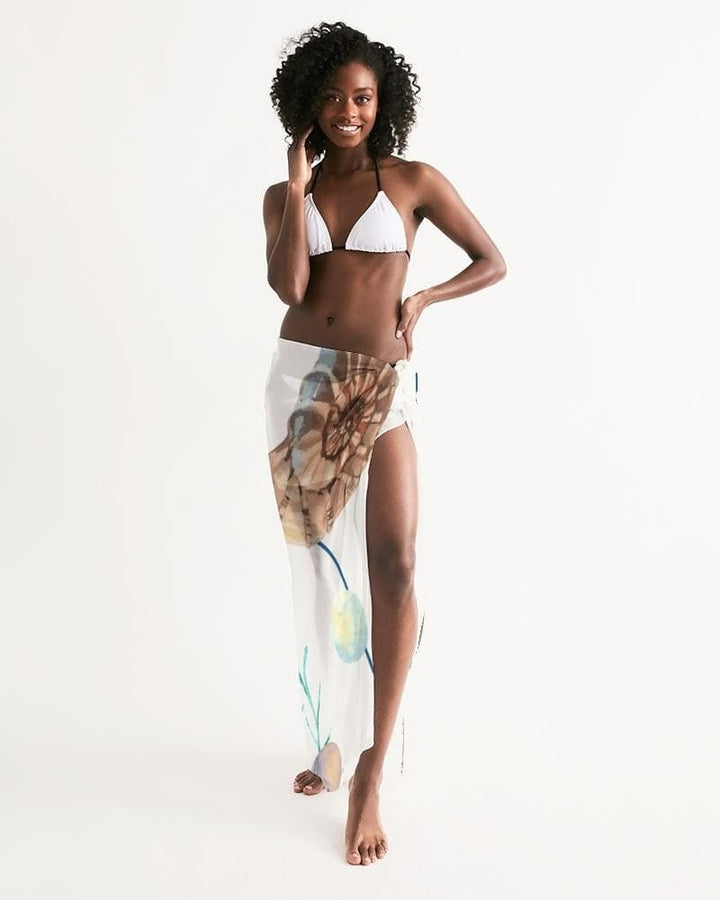 Sheer Sarong Swimsuit Cover Up Wrap / White Seashell - Womens | Oversized Scarf