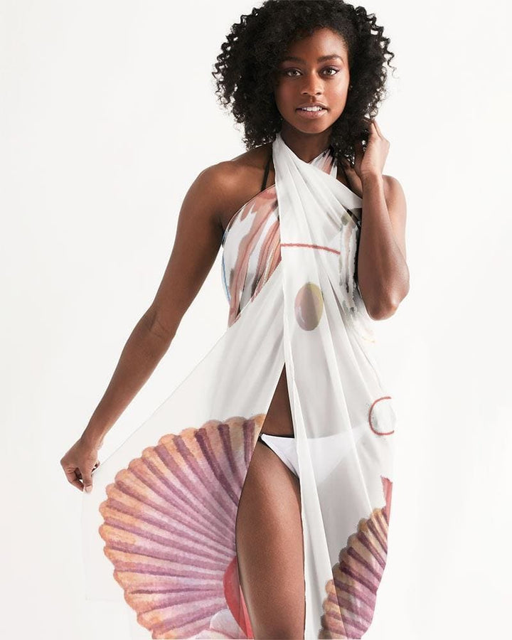 Sheer Sea Life Swimsuit Cover Up - Womens | Oversized Scarf | Sarong Swim Cover