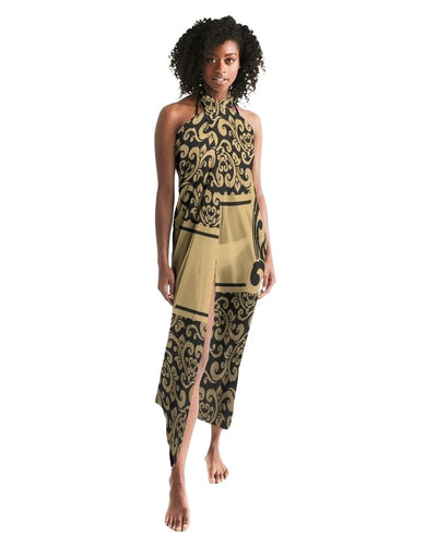 Sheer Swimsuit Cover Up Abstract Print Black And Gold - Womens | Swimwear |