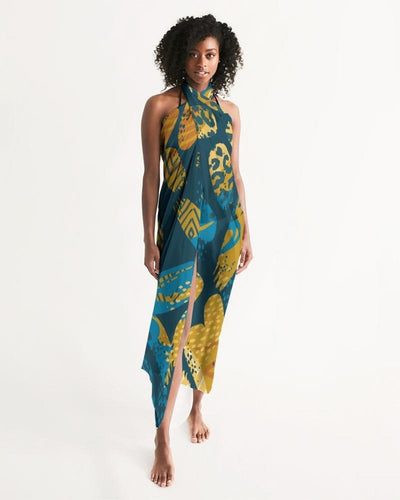 Sheer Swimsuit Cover Up Abstract Print Blue - Womens | Swimwear | Sarong Wrap