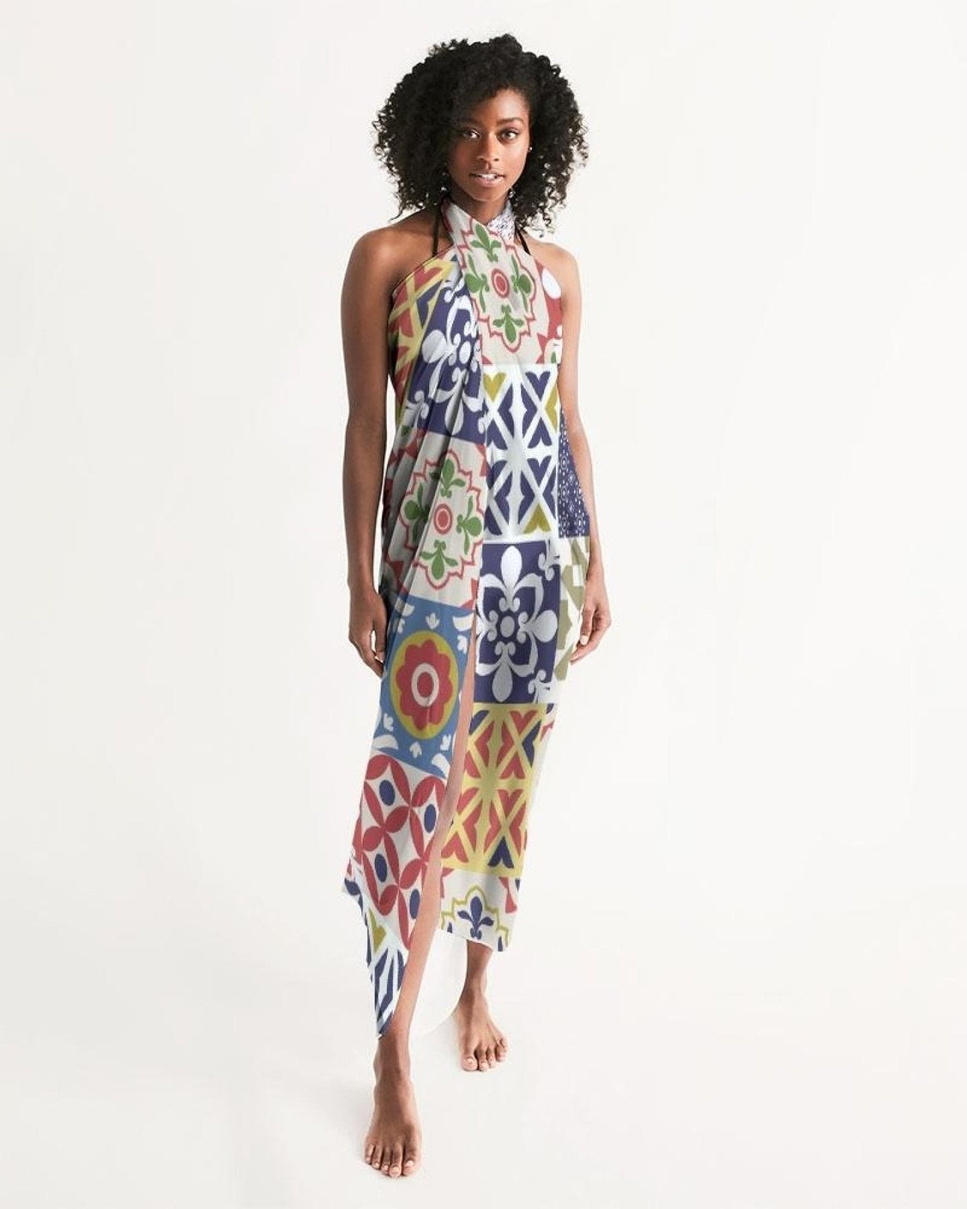 Sheer Swimsuit Cover Up Abstract Print Multicolor - Womens | Swimwear | Sarong