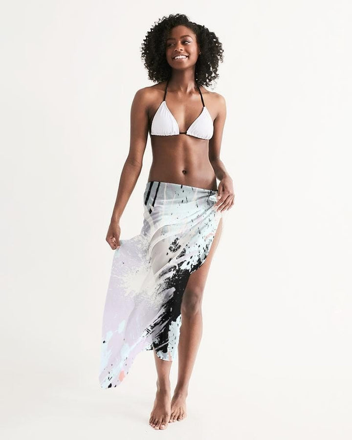 Sheer Swimsuit Cover Up Abstract Print Pastels - Womens | Oversized Scarf