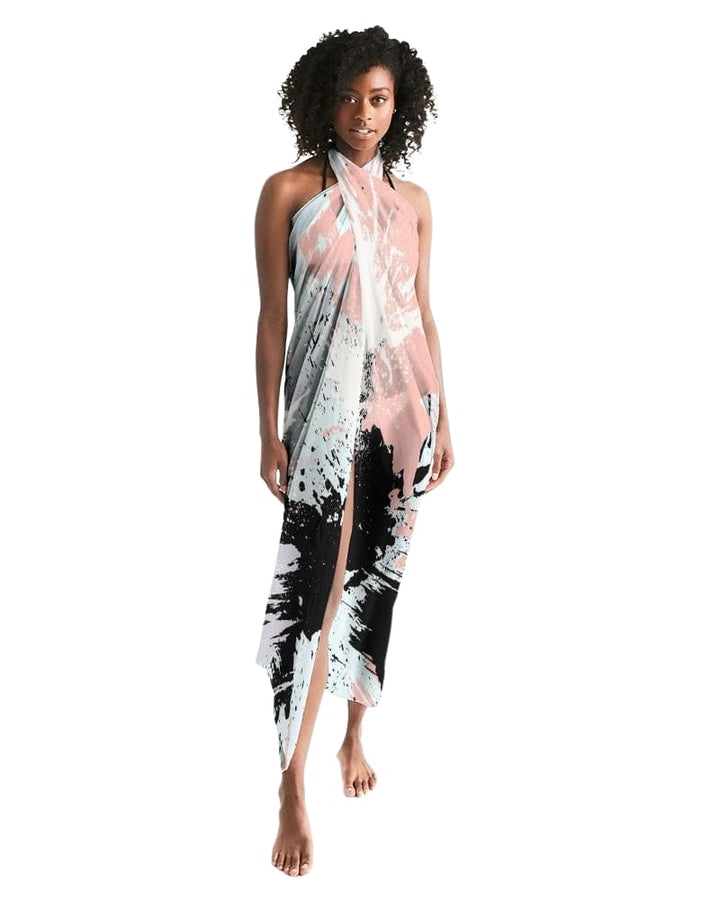 Sheer Swimsuit Cover Up Abstract Print Pastels - Womens | Oversized Scarf
