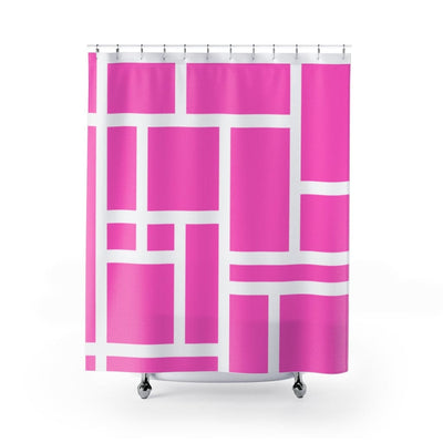 Shower Curtain Pink And White Colorblock Print - Decorative | Shower Curtains