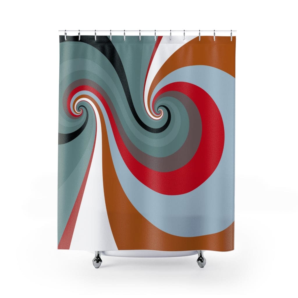 Shower Curtain Retro Swirl Multicolor Vintage Print S10 - Decorative | Shower