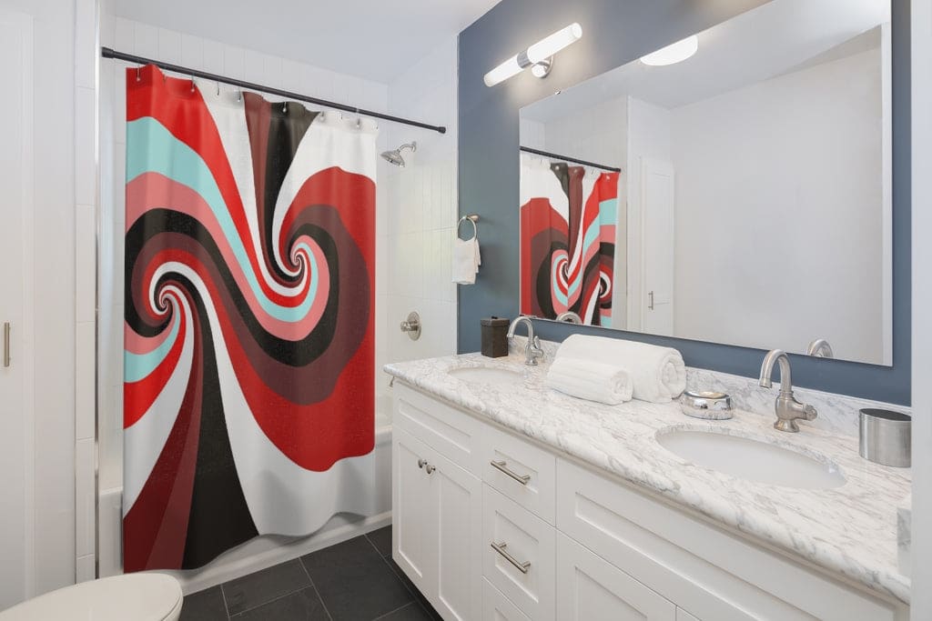 Shower Curtain Retro Swirl Multicolor Vintage Print S15 - Decorative | Shower