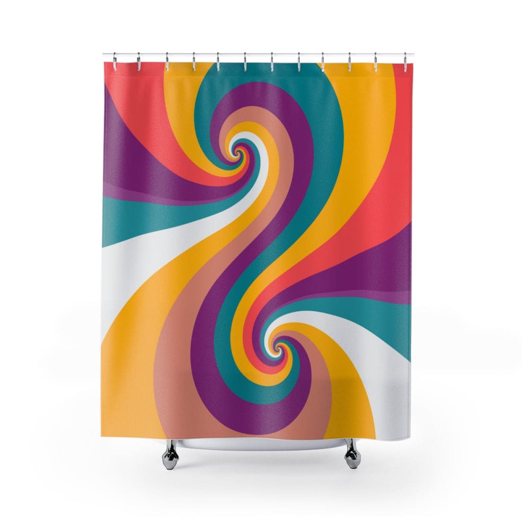 Shower Curtain Retro Swirl Multicolor Vintage Print S4 - Decorative | Shower