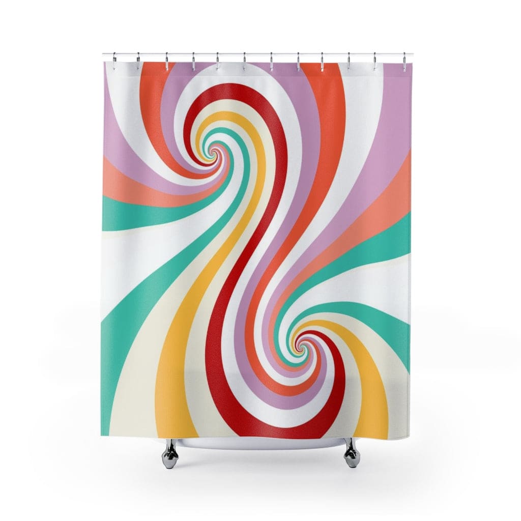 Shower Curtain Retro Swirl Multicolor Vintage Print S7 - Decorative | Shower