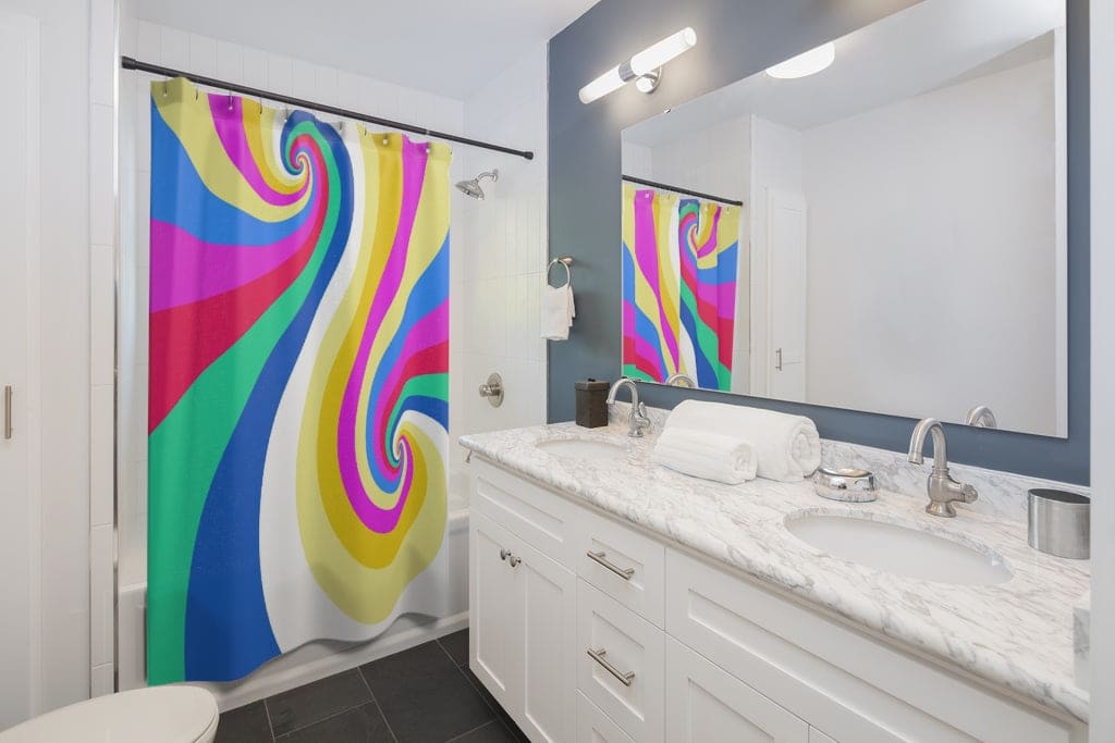 Shower Curtain Retro Swirl Multicolor Vintage Print S8 - Decorative | Shower