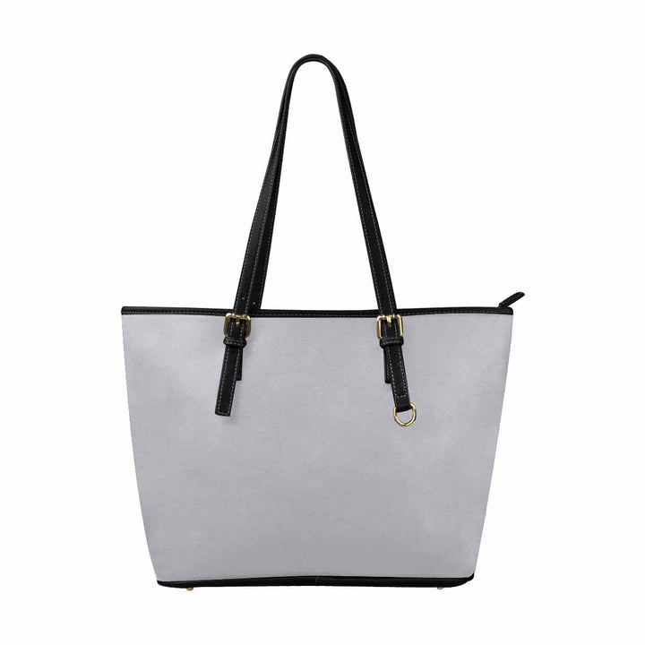 Large Leather Tote Shoulder Bag - Slate Gray - Bags | Leather Tote Bags