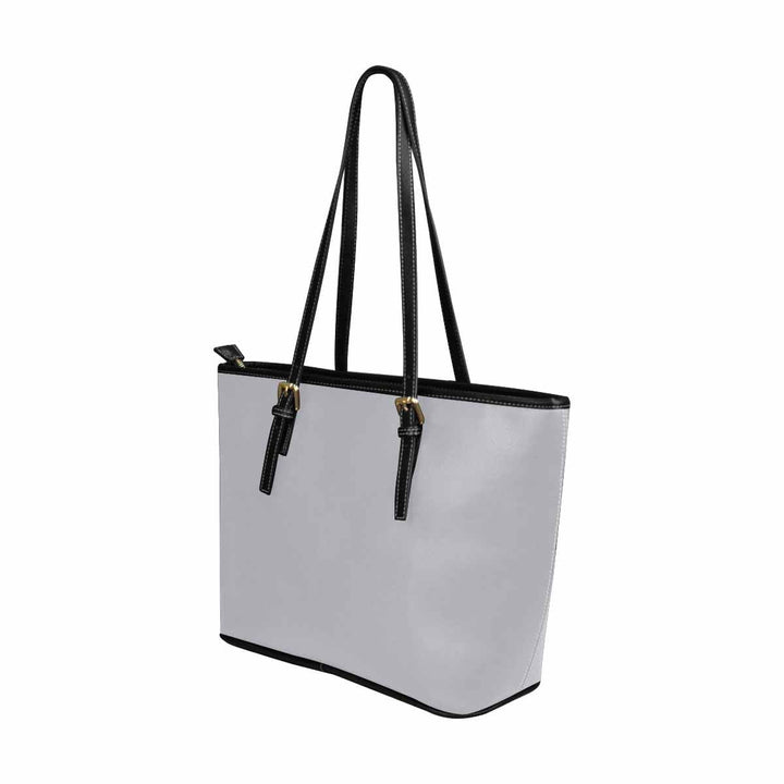 Large Leather Tote Shoulder Bag - Slate Gray - Bags | Leather Tote Bags