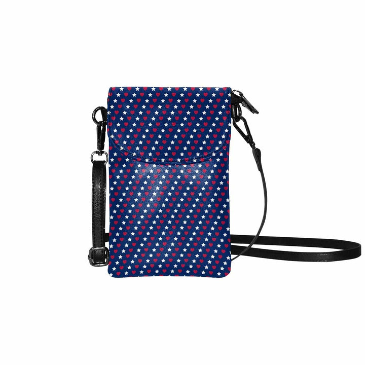 Small Cell Phone Purse Blue Red And White Striped Stars Print - Bags | Wallets