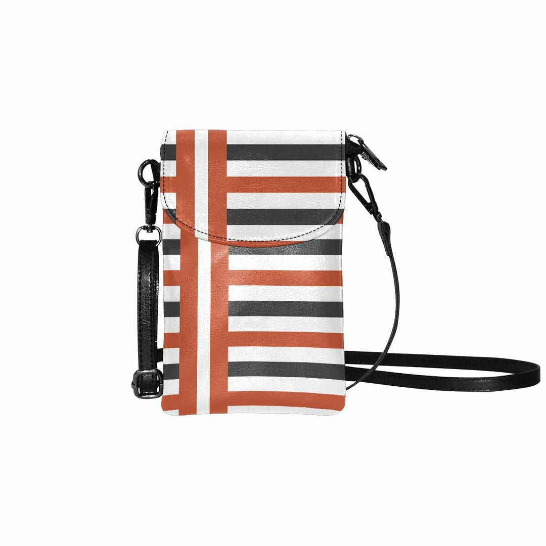 Small Cell Phone Purse Brown and Grey Striped Print - Bags | Crossbody Bags