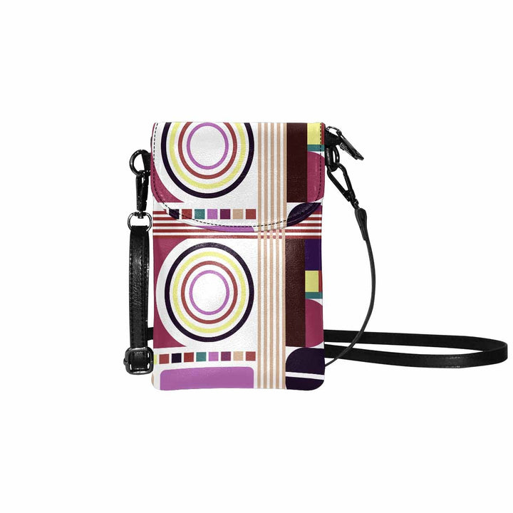 Small Cell Phone Purse Burgundy and Black Geometric Print - S2265 - Bags