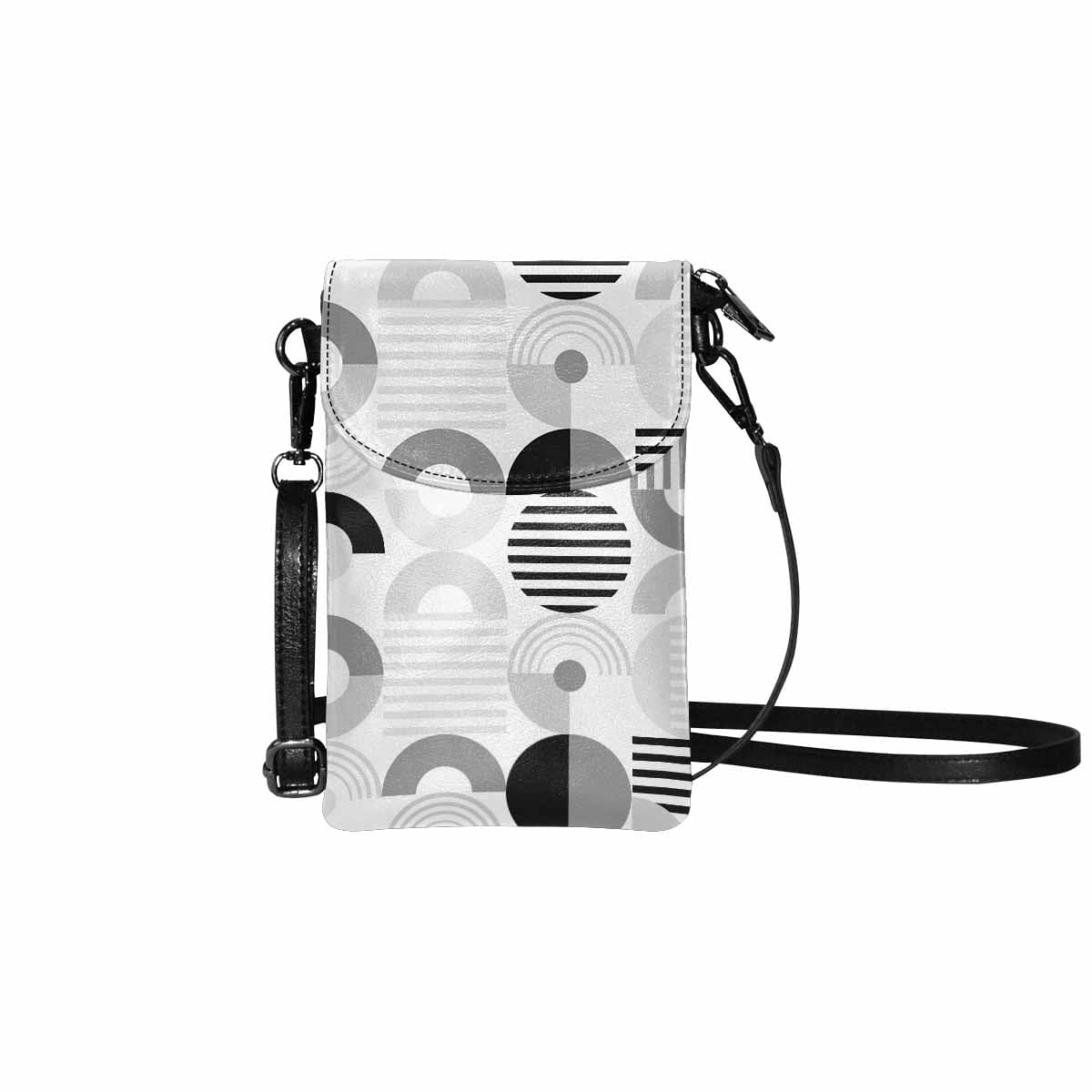 Small Cell Phone Purse Grey And Black Geometric Print - Bags | Wallets | Phone