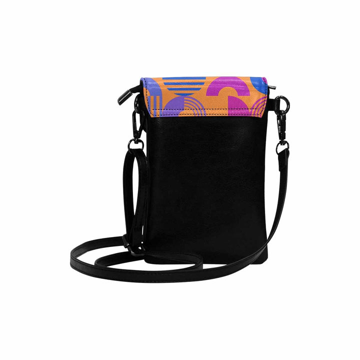 Small Cell Phone Purse - Orange and Blue Geometric Print - S1817