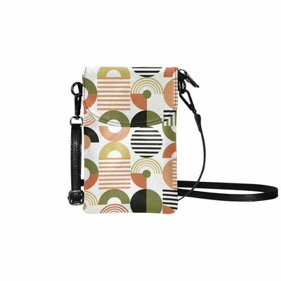 Small Cell Phone Purse Orange And Green Geometric Print - S6729 - Bags