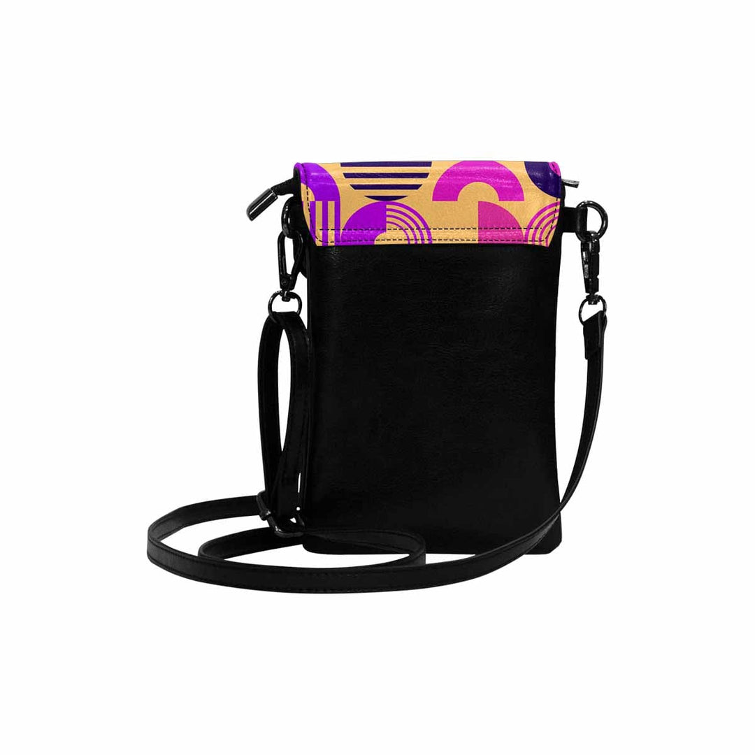 Small Cell Phone Purse - Orange and Purple Geometric Print - S9049
