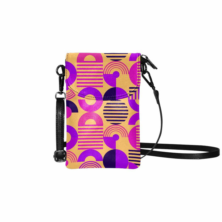 Small Cell Phone Purse - Orange and Purple Geometric Print - S9049