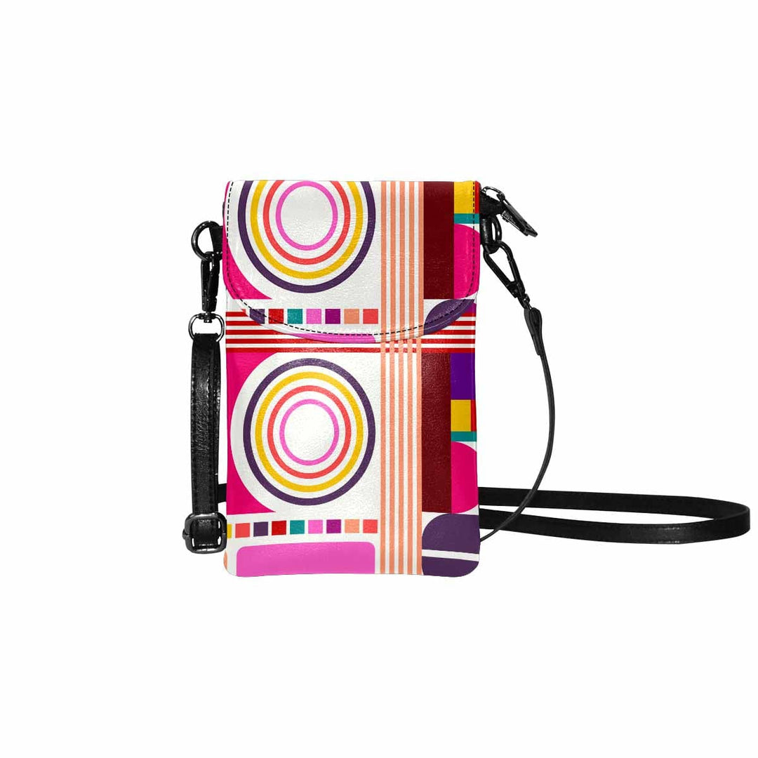 Small Cell Phone Purse Pink and Black Geometric Print - S3337 - Bags