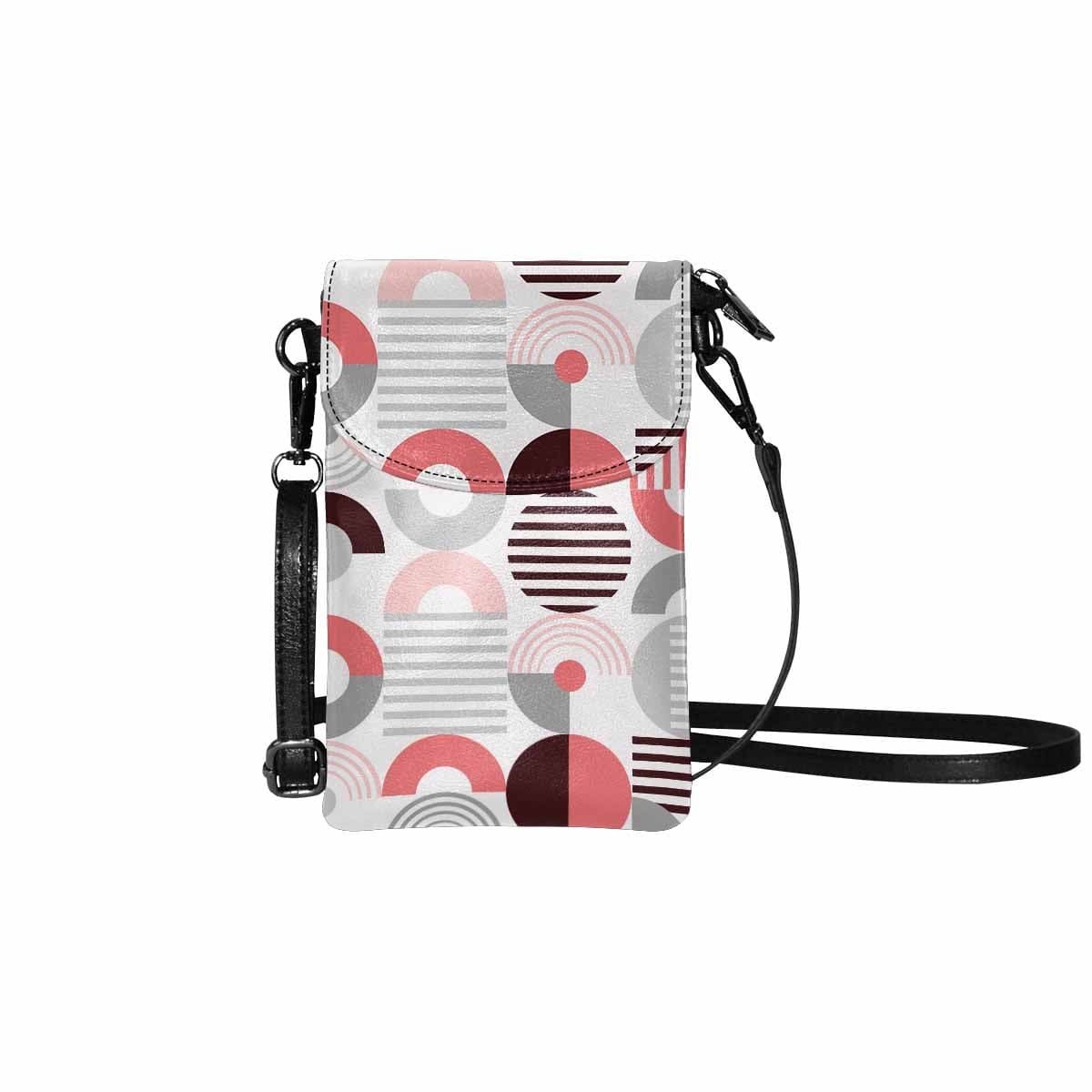 Small Cell Phone Purse Pink And Grey Geometric Print - S7353 - Bags | Wallets