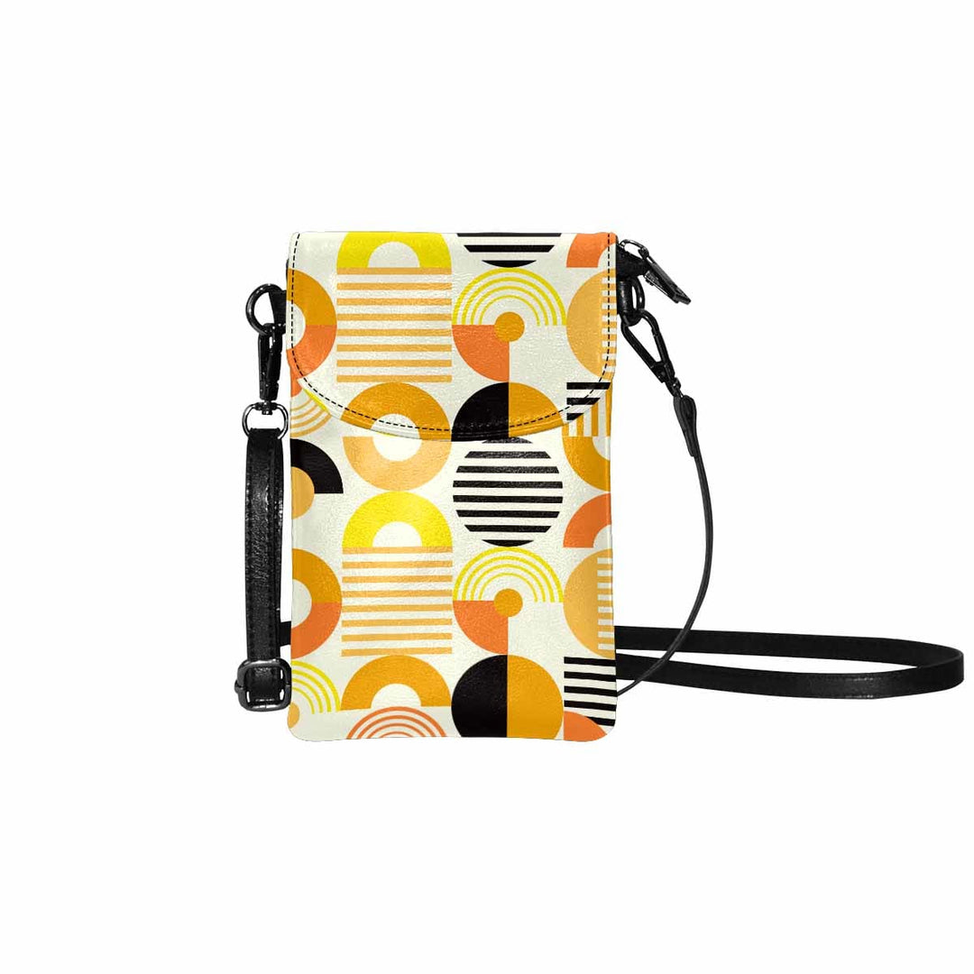 Small Cell Phone Purse - Yellow and Orange Geometric Print - S3961