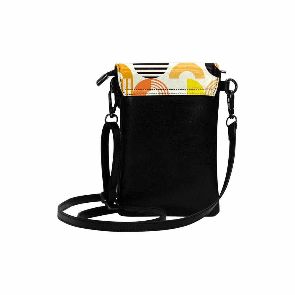Small Cell Phone Purse - Yellow and Orange Geometric Print - S3961