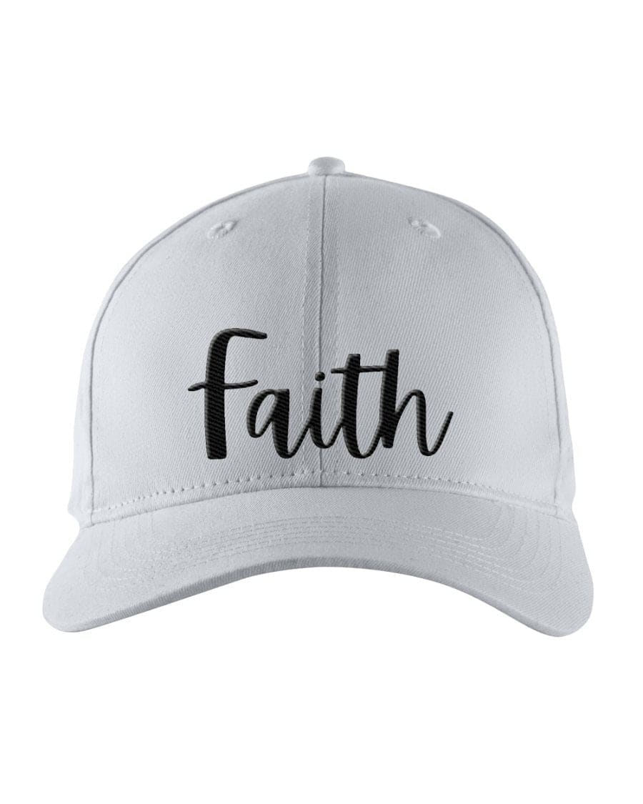 Snapback Cap - Faith Embroidered Hat / Black Text - Snapback Hats | Embroidered