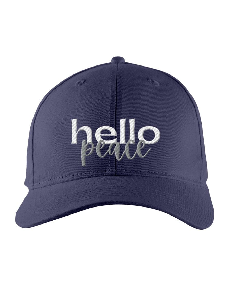 Snapback Cap - Hello Peace Embroidered Hat / White Text - Snapback Hats
