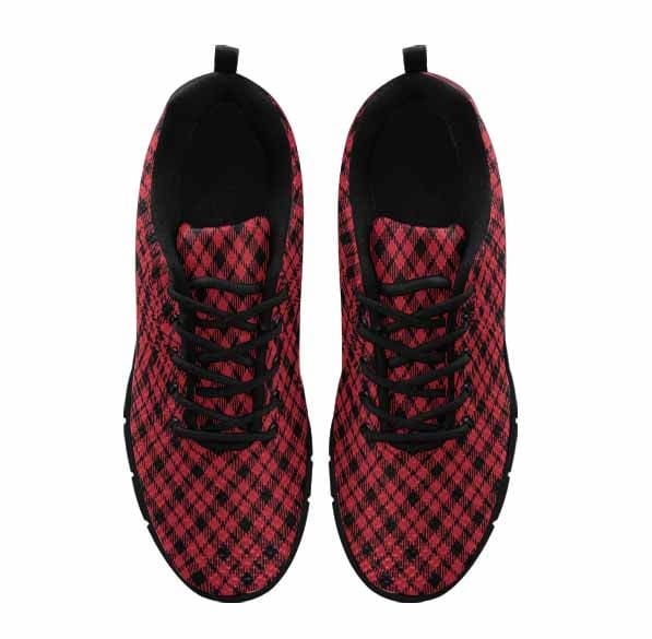 Sneakers for Men - Buffalo Plaid Red and Black Running Shoes Dg840 - Mens