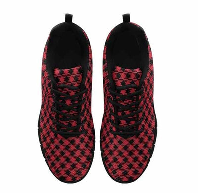 Sneakers For Men Buffalo Plaid Red And Black - Running Shoes Dg846 - Mens