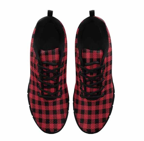 Sneakers for Men Buffalo Plaid Red and Black Running Shoes Dg852 - Mens