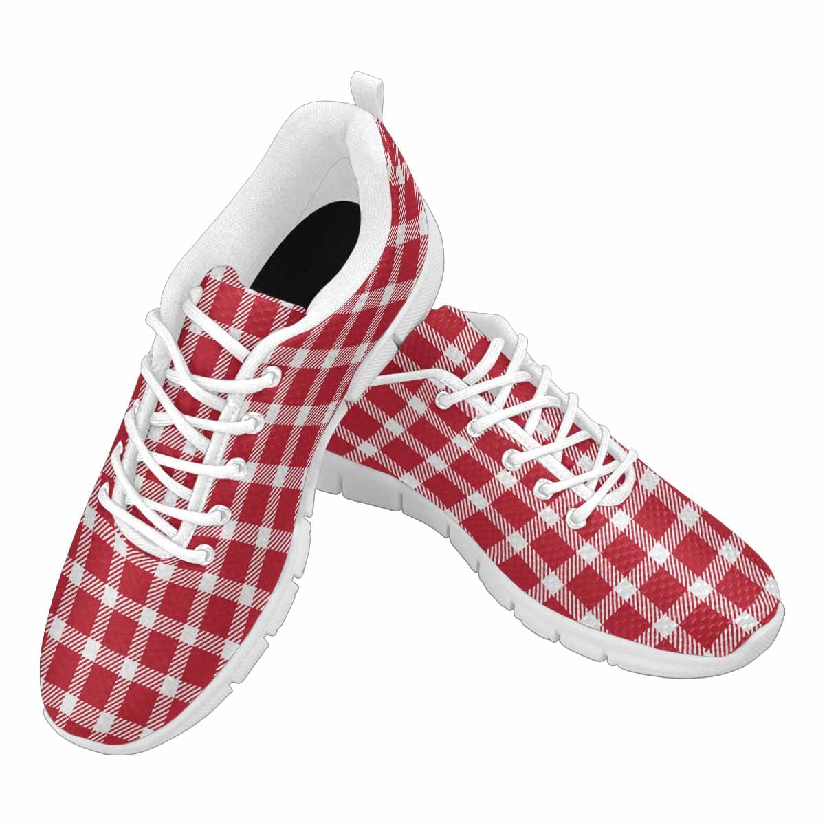Sneakers For Men Buffalo Plaid Red And White - Running Shoes Dg857 - Mens