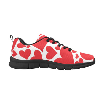Sneakers For Men Love Red Hearts - Canvas Mesh Athletic Running Shoes - Mens