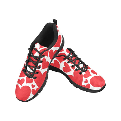 Sneakers For Men Love Red Hearts - Canvas Mesh Athletic Running Shoes - Mens