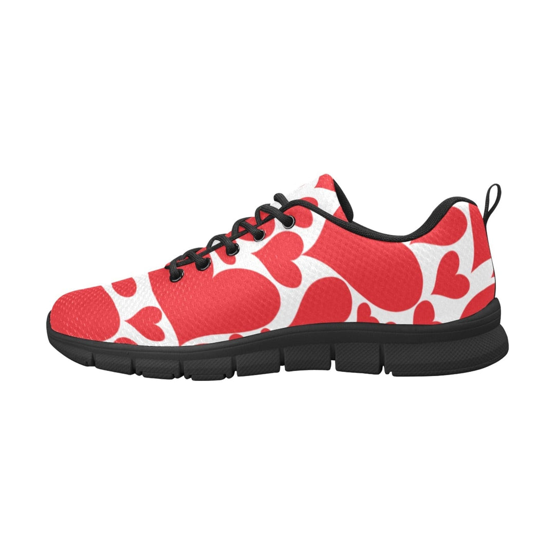 Sneakers for Men Love Red Hearts - Canvas Mesh Athletic Running Shoes - Mens