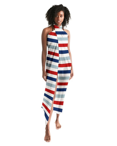 Swim Cover Up / Red White And Blue Sarong Wrap - S78889 Womens | Oversized Scarf