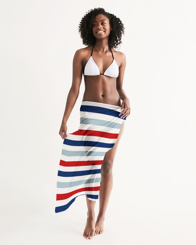 Swim Cover Up / Red White And Blue Sarong Wrap - S78889 Womens | Oversized Scarf