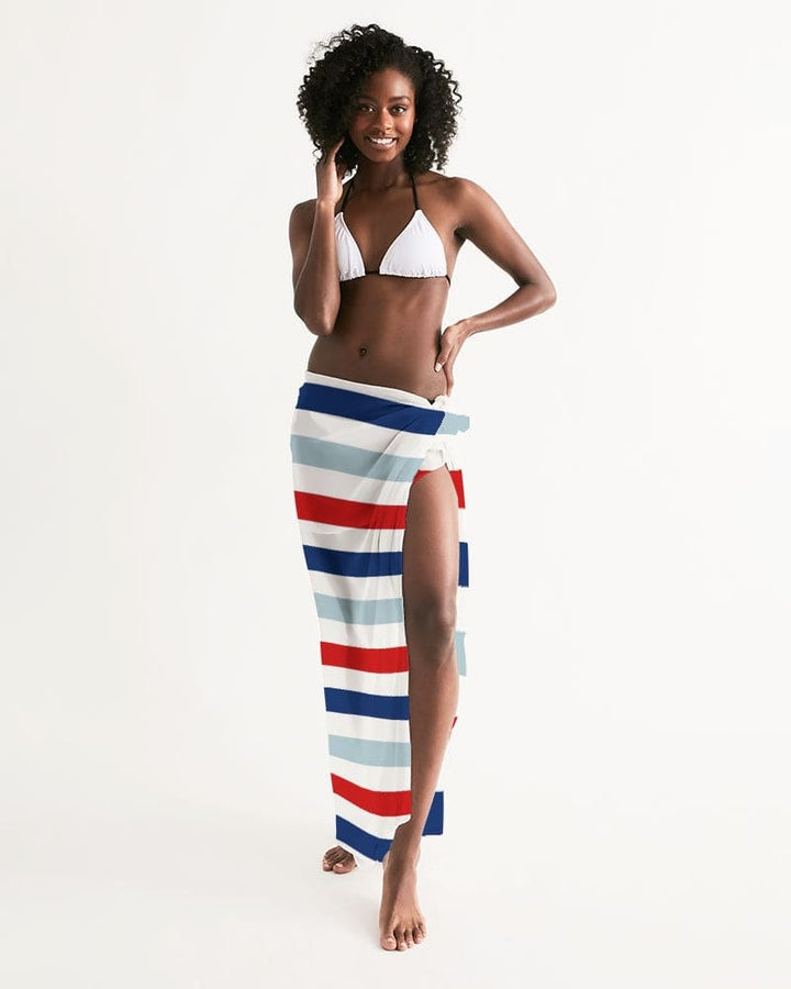 Swim Cover Up / Red White And Blue Sarong Wrap - Womens | Oversized Scarf