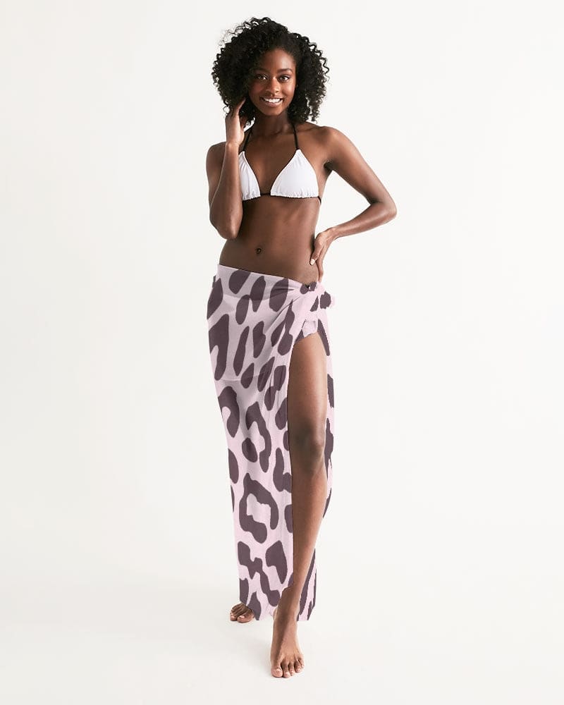 Swim Cover Up - Sarong / Pink Leopard Print - Womens | Oversized Scarf | Sarong
