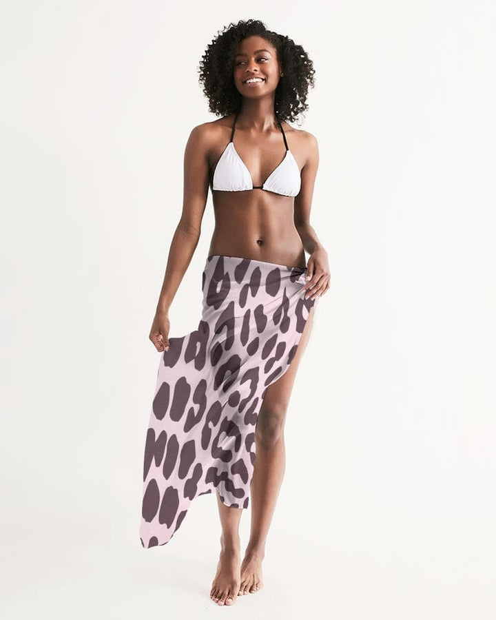 Swim Cover Up - Sarong / Pink Leopard Print - Womens | Oversized Scarf | Sarong