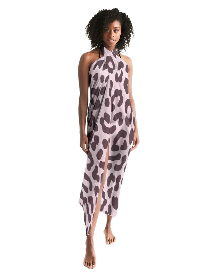 Swim Cover Up - Sarong / Pink Leopard Print - Womens | Oversized Scarf | Sarong