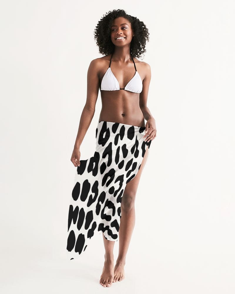 Swim Cover Up Wrap - Black/white Leopard Print Swimwear - Womens | Oversized