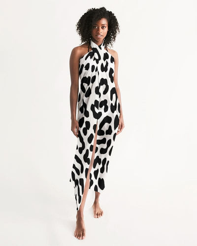 Swim Cover Up Wrap - Black/white Leopard Print Swimwear Womens | Oversized