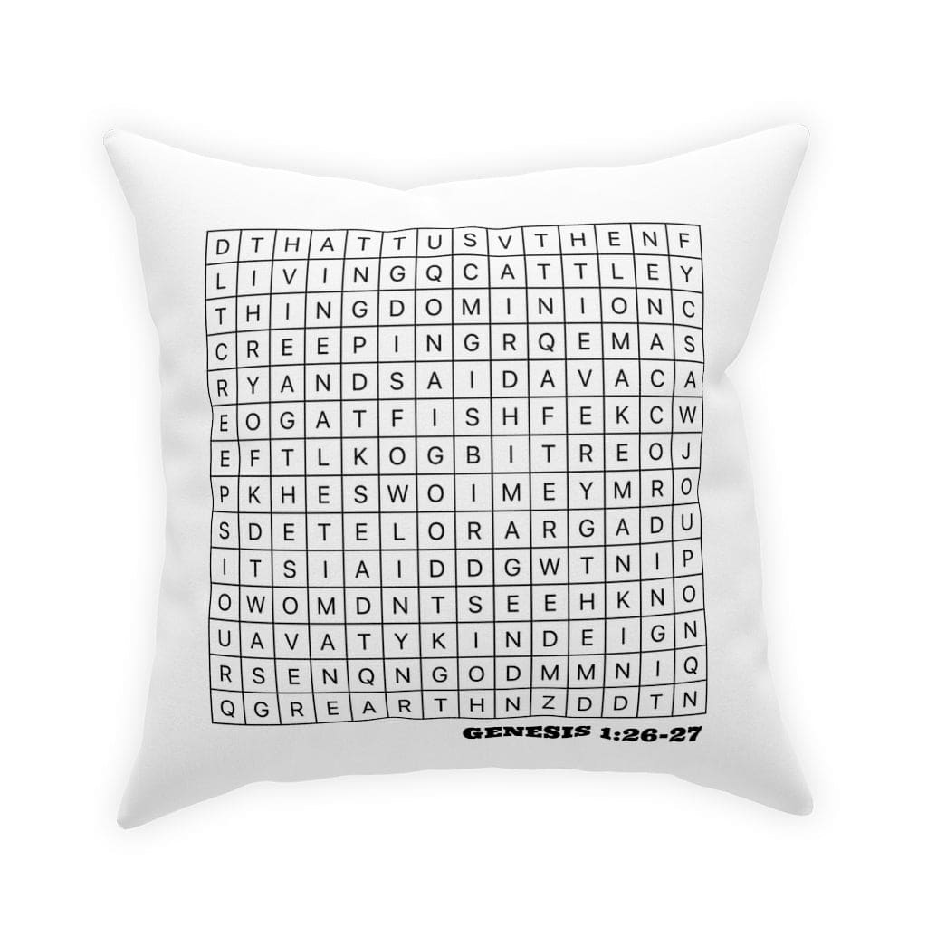 Throw Pillow Black And White Genesis 1:26-27 Word Art - Decorative | Pillows